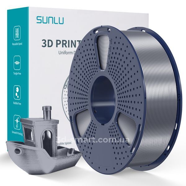 Філамент Silk PLA+ 1.75мм Сірий, 1кг ФР-00012160 фото